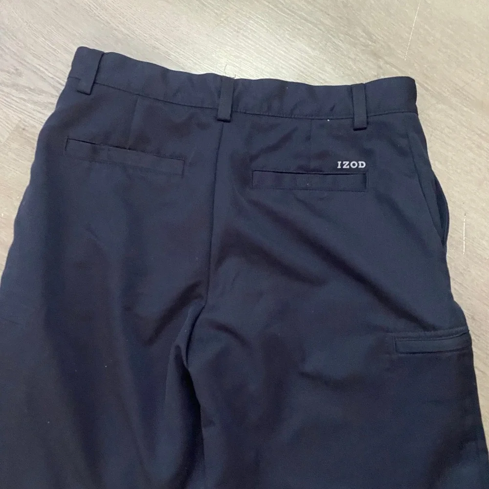 IZOD Golf Shorts Mens 30 Navy Blue Flat Front Performance Zipper Pocket 30x10.5